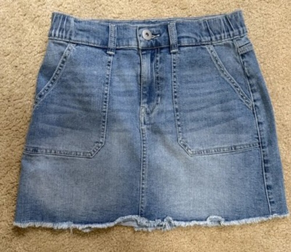 No Boundaries Juniors Light Wash Denim Mini Skirt Stretch Y2K Teen Small(3-5)